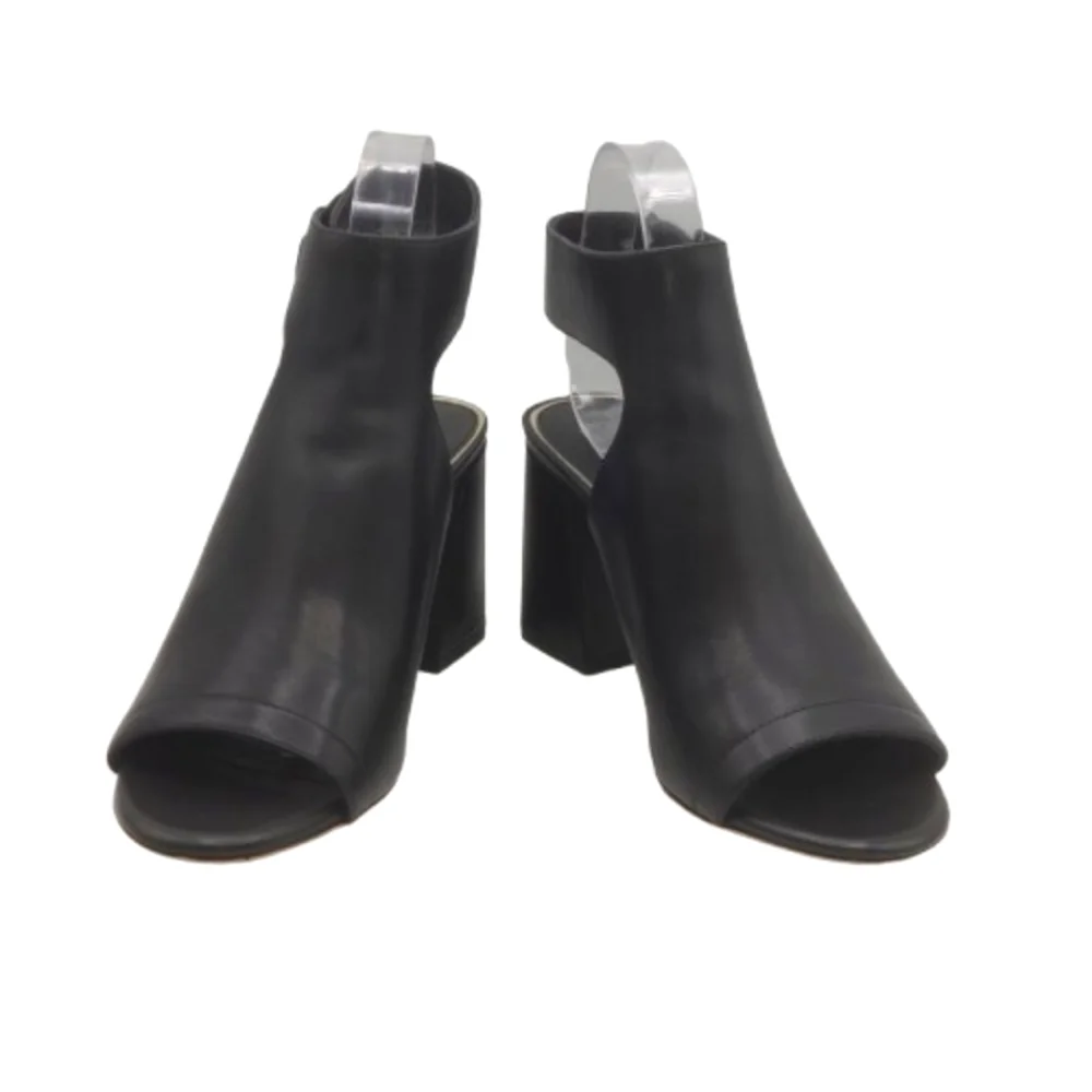 Deltan Sadie Sandal Shootie Size 9 Black Open Toe Ankle Strap Leather - Picture 2 of 13